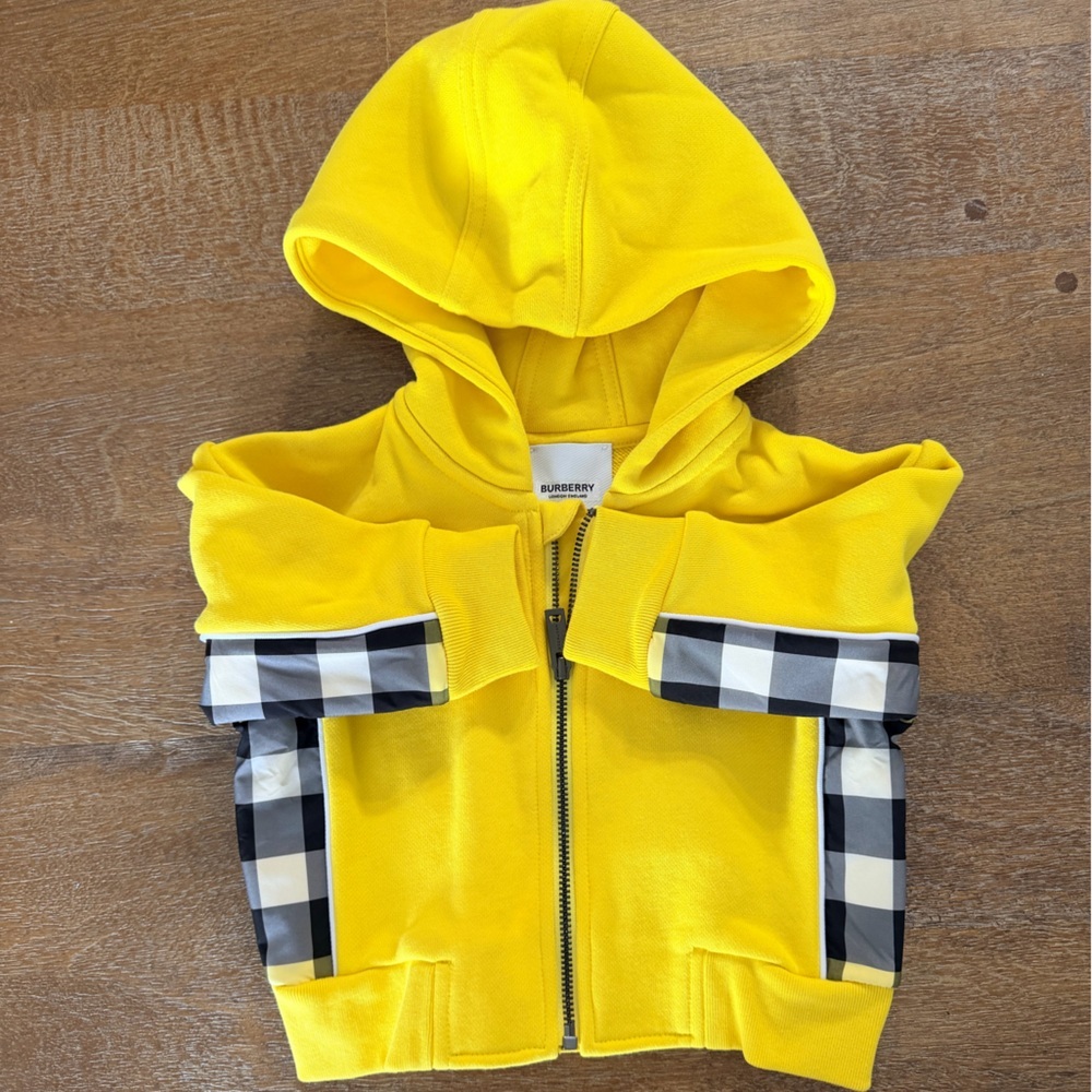 Burberry Kids Graham Check Panel Cotton Hoodie 6 Month